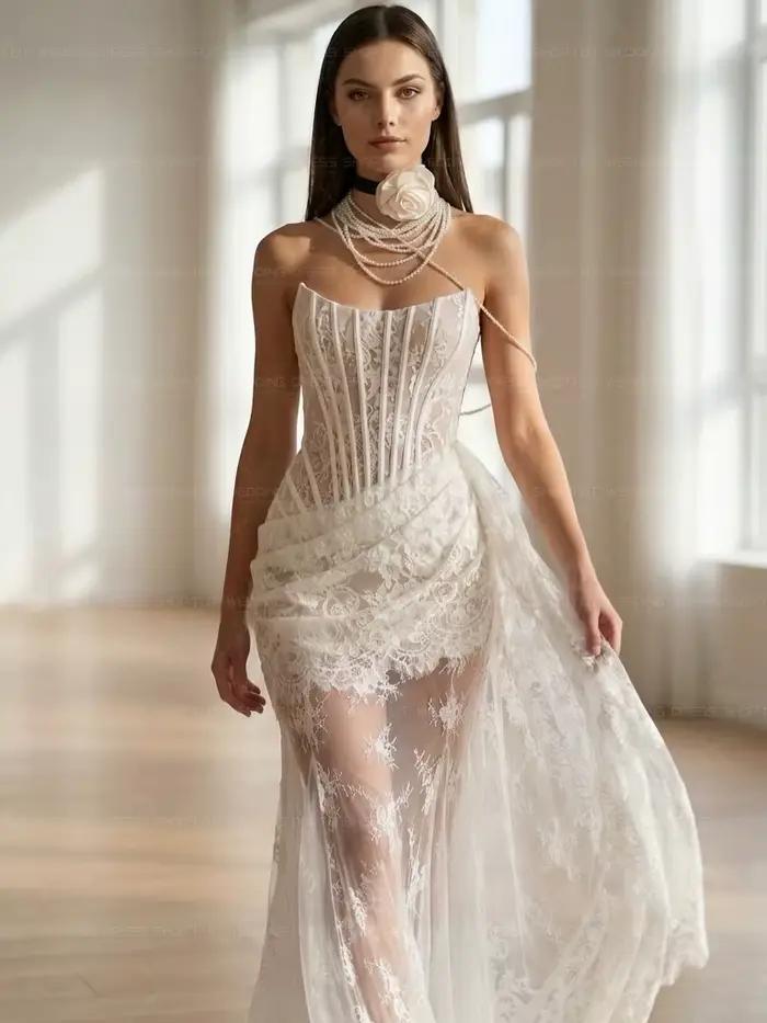 Robes de mariée sirène vintage en dentelle TLIT