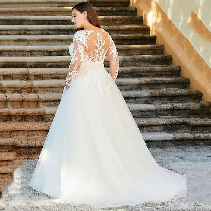 Robe de mariée blanche minimaliste, légère, de luxe, manches longues, grande taille, jupe en gaze légère, coupe cintrée, taille haute, personnalisée