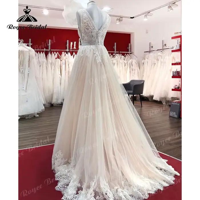 Robe de mariée vintage bohème champagne