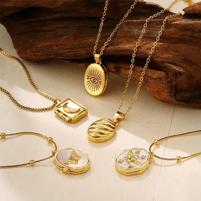 Collier médaillon photo vintage personnalisé, pendentif ovale plaqué or, petit album ouvrable, image personnalisée, bijoux mémoire pour elle