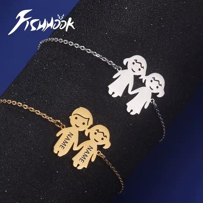 Bracelet personnalisé avec nom de mère, sœur, frère, famille, couple, cadeau pour femme, homme, mère, père, bijoux en acier inoxydable