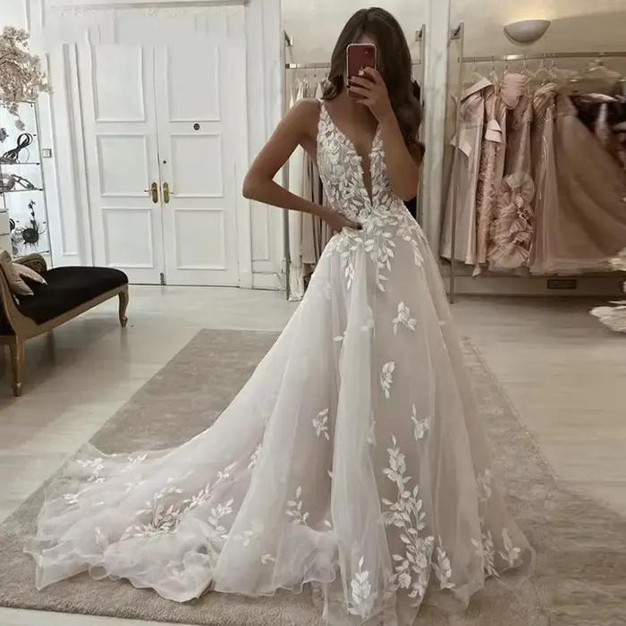 Robes de mariée personnalisées BEPEITHY sexy en dentelle coupe trapèze pour jeunes femmes françaises 2026