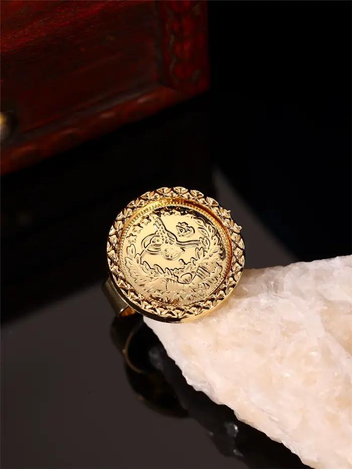 1 pièce de bague vintage en forme de pièce de monnaie ottomane Tughra, bague de mariage marocaine algérienne pour caftan