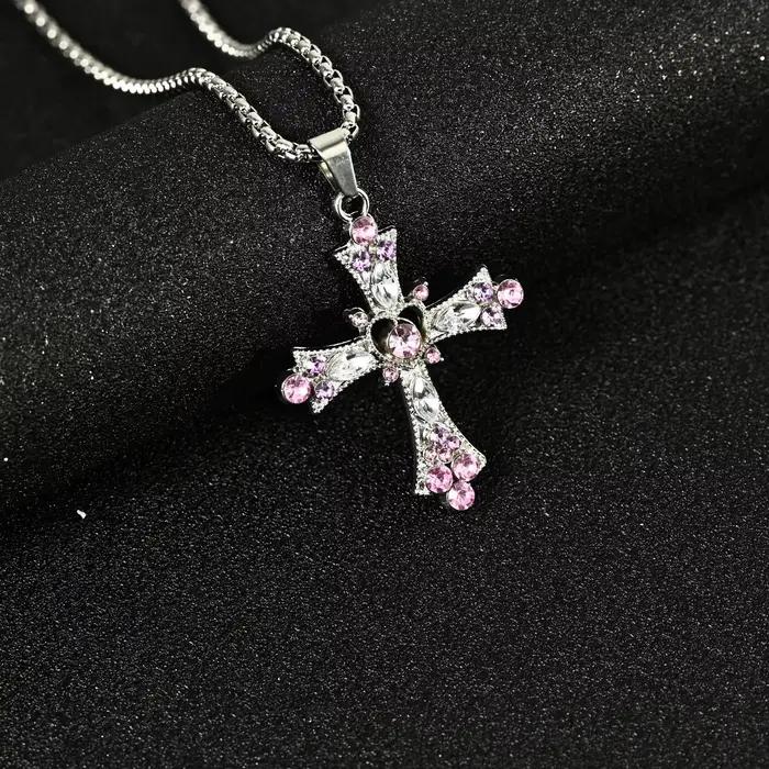 Collier croix en acier titane pour homme et femme chaîne hip hop et décoration bureau cadeau bijoux gothiques occasions spéciales