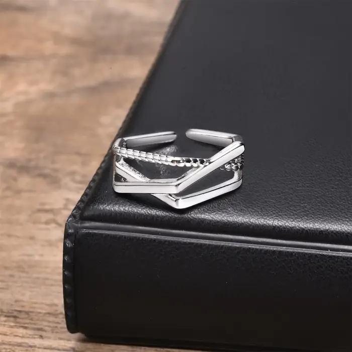 Bague géométrique torsadée réglable pour hommes et garçons