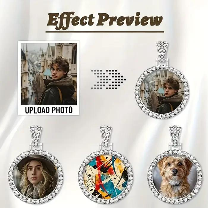 Collier photo personnalisé avec pendentif cadre rond hip-hop, bijoux personnalisables, cadeau pour ami et famille, parfait pour Noël