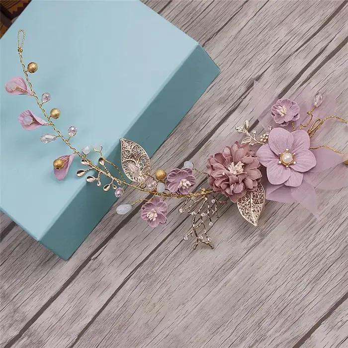Serre-tête fleur rose pour cheveux longs