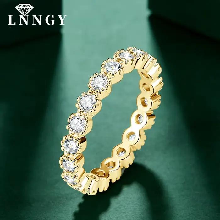 Bague Lnngy Full Eternity en moissanite certifiée pour femmes et hommes, alliance de mariage scintillante pour célébrer l'amour et l'engagement, cadeau idéal pour les occasions spéciales