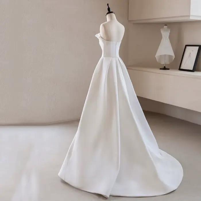 Robe de mariée française de luxe en Satin blanc