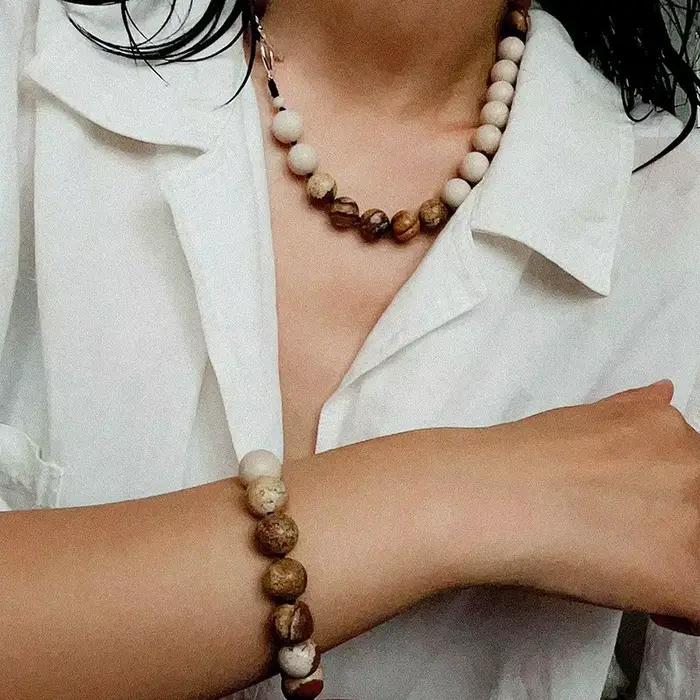 Amaiyllis Vintage pierre naturelle collier de perles Bracelet Maillard