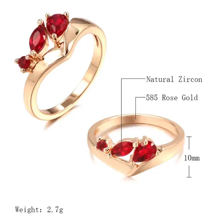 Kinel – bague de luxe en Zircon naturel rouge pour femmes