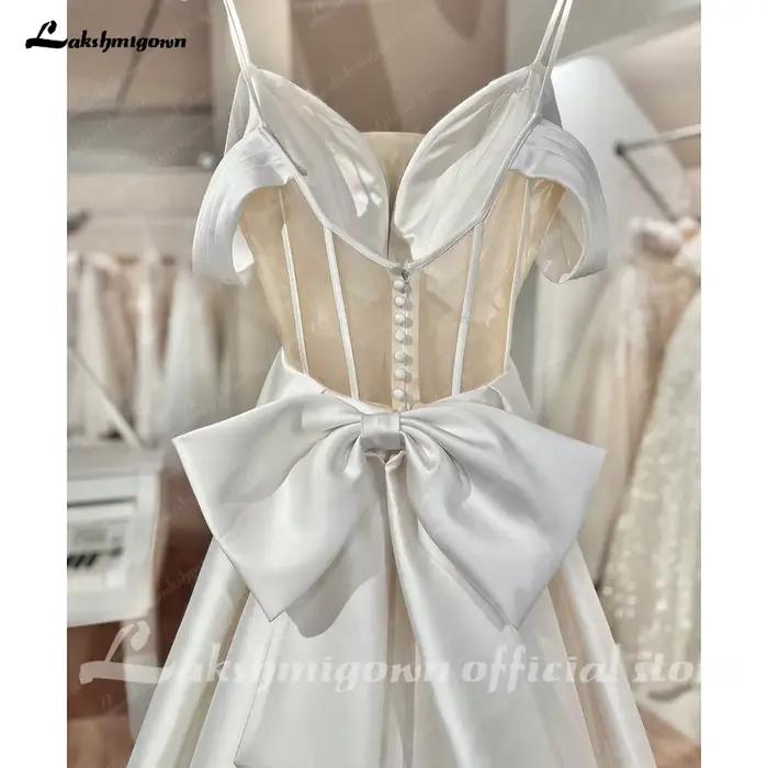 Robe de Mariée Lakshmigown Style Classique avec Train de Couronne pour Femmes Occasions Spéciales Princesse Élégante Blanc Ivoire Multi