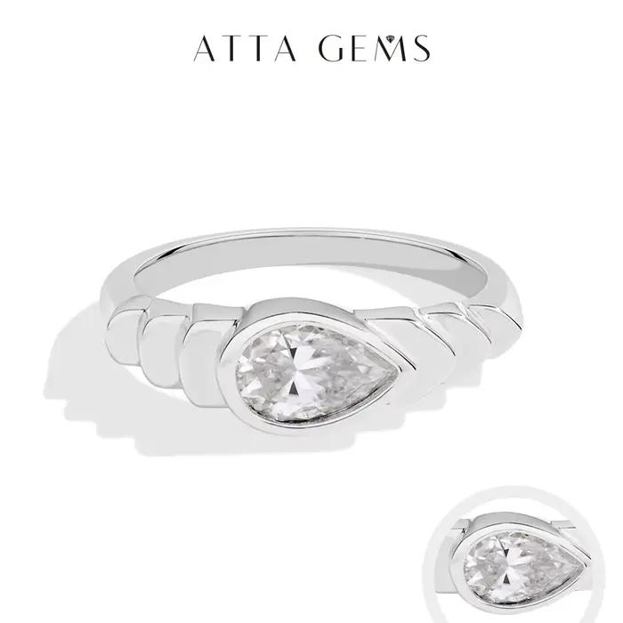 ATTAGEMS – bague Moissanite brillante pour femmes