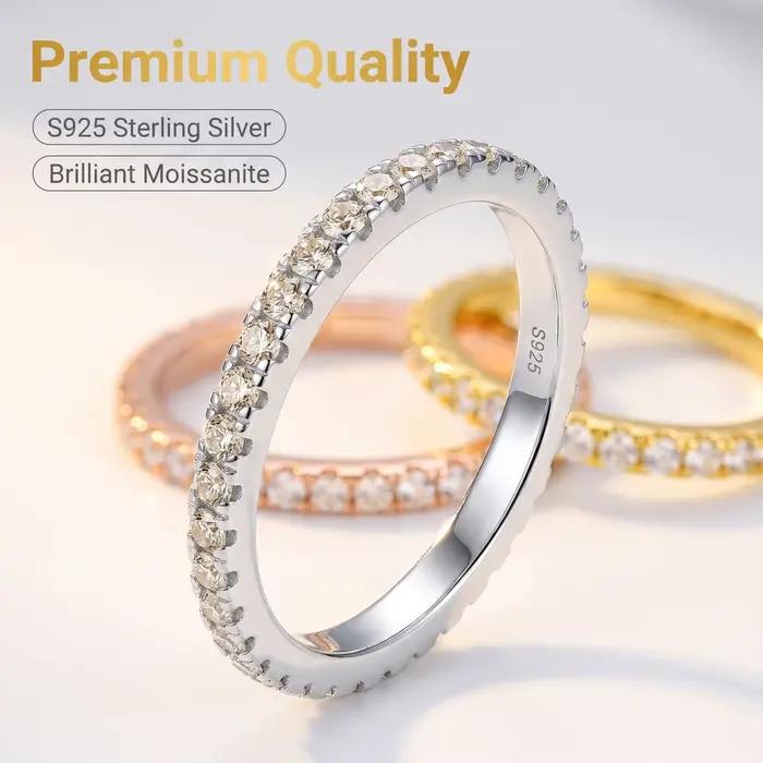 BJXMOSO – bague en moissanite complète en argent sterling S925 pour femmes