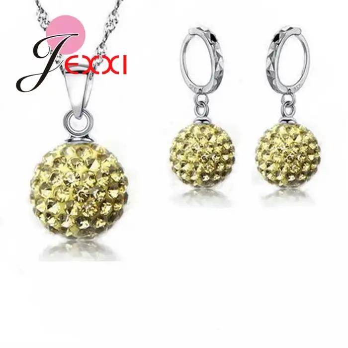 Bijoux de haute qualité prix usine mode en gros cristal australien coloré 925 en argent Sterling couleur collier et boucles d'oreilles ensembles