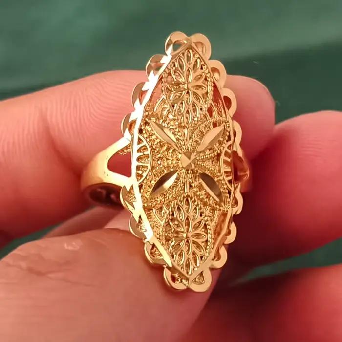 Bague éthiopienne de couleur or de dubaï, bagues de mariage africain érythréen pour femmes