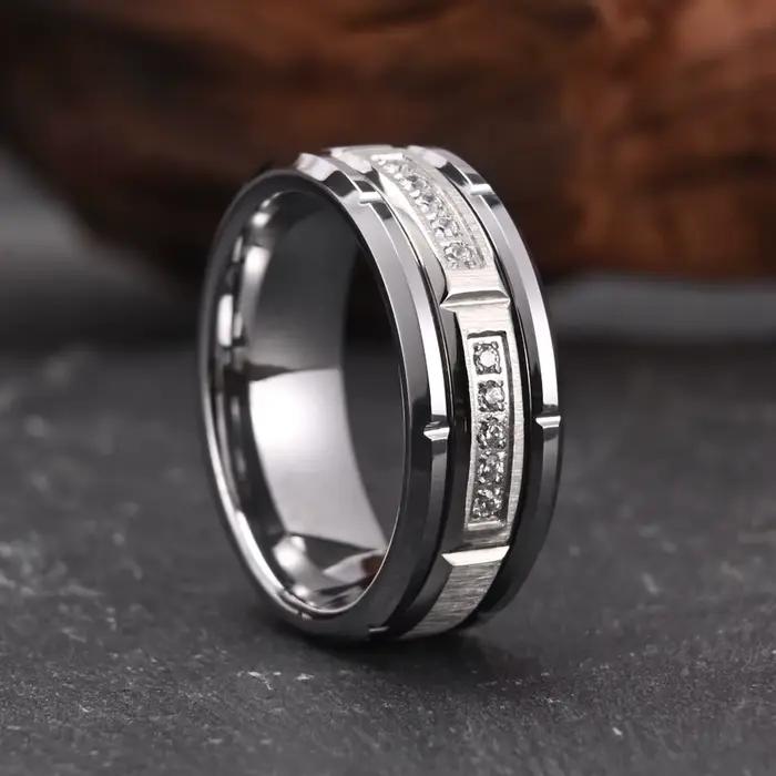 Bague en tungstène 8mm alliance de mariage élégante avec motif géométrique pour femmes occasions spéciales de fiançailles à mariage