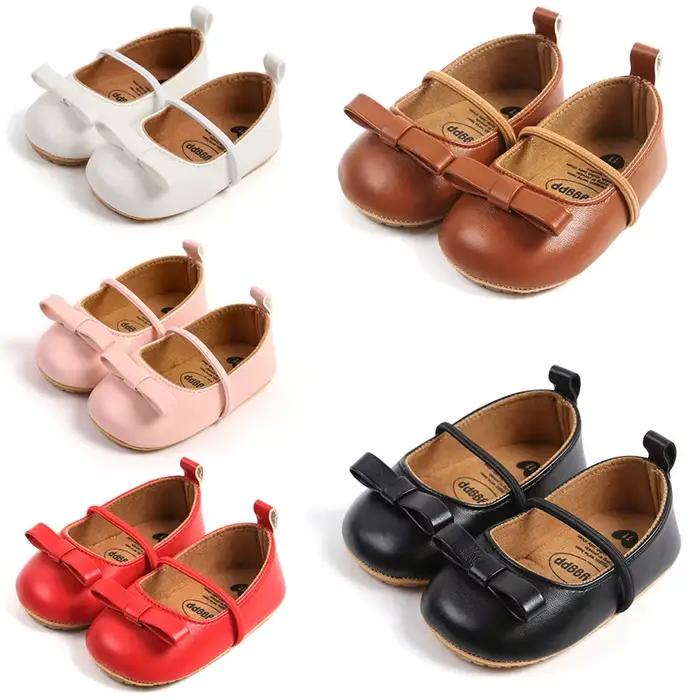 Chaussures de princesse pour bébés filles de 0 à 18 mois, pantoufles de mariage à essence avec nœud papillon mignon