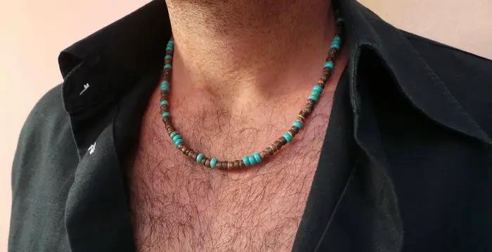 Collier africain pour homme, bijoux africains perlés pour homme, collier de surfur, cadeaux pour homme, collier de plage en bois