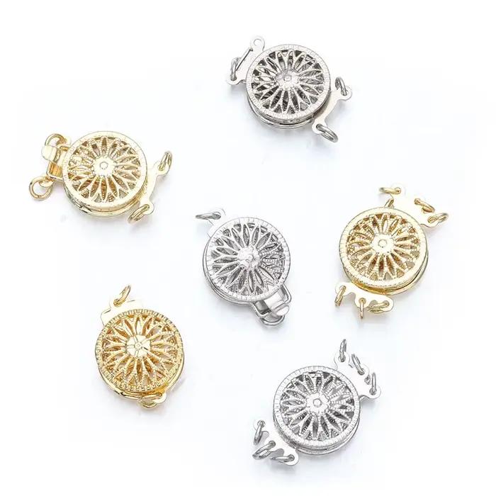 Composants de bijoux DIY : Connecteurs de bracelet multicouches couleur or, fermoirs à ressort superposables avec fermoirs mousquetons