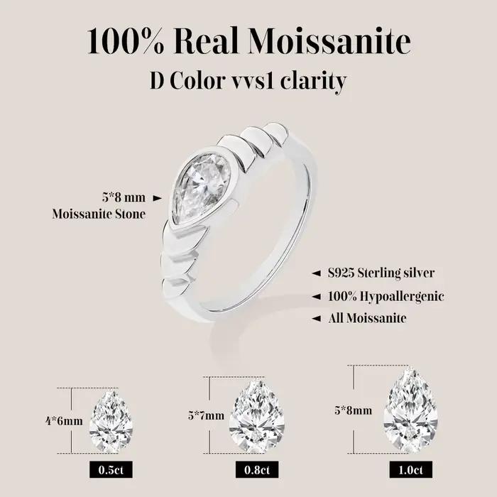 ATTAGEMS – bague Moissanite brillante pour femmes