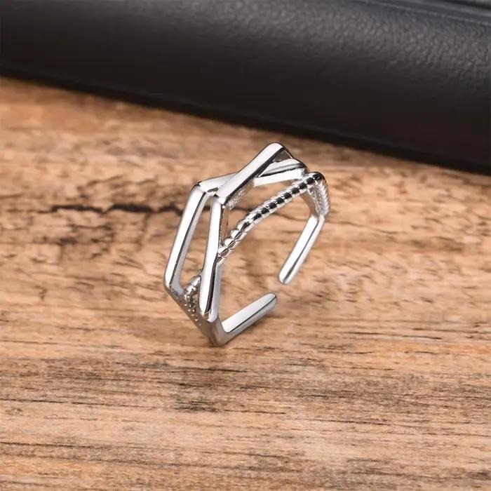 Bague géométrique torsadée réglable pour hommes et garçons