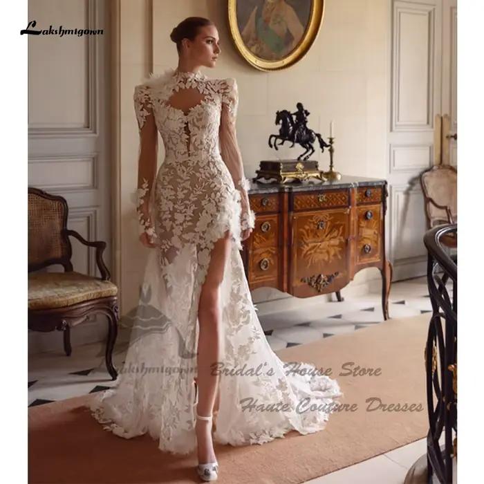 Robe de Mariée Sirène en Dentelle Luxe avec Veste Amovible et Poignées Boîte Chic Occasions Spéciales