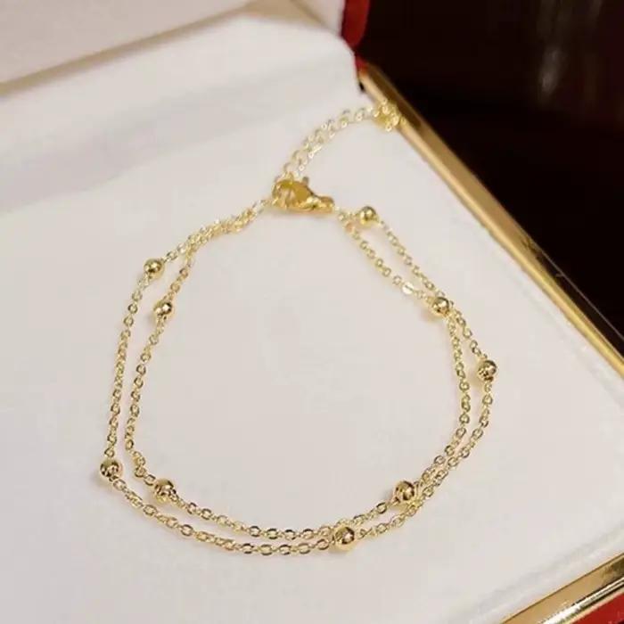 ANENJERY petite boule Bracelet pour femmes Vintage plaqué or couleur manchette Bracelets femmes déclaration chaîne bijoux Pulsera Bracelet