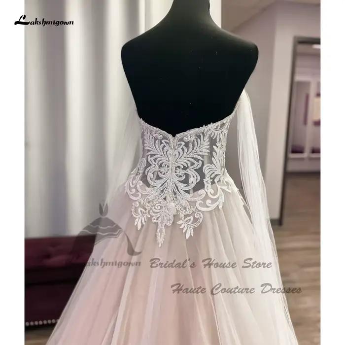 Yanshmigown-Robes de mariée de plage Boho rose blush pour femmes