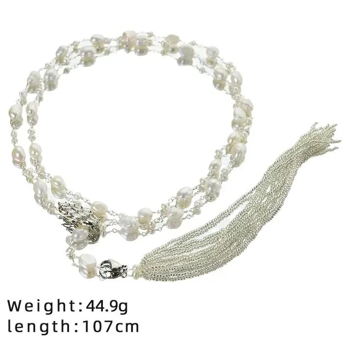 Chaîne de pull en verre de Zircon de cygne de perle naturelle, Design fait à la main, collier de haute qualité, cadeau pour femme, bijoux GN0822