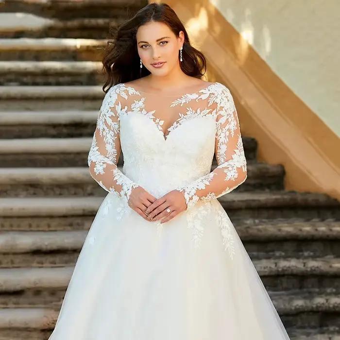Robe de mariée blanche minimaliste, légère, de luxe, manches longues, grande taille, jupe en gaze légère, coupe cintrée, taille haute, personnalisée