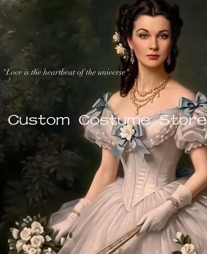 Robe de soirée Victorienne Scarlett Camille style Corset bouffant épaules dénudées lacets bal de promo événements historiques personnalisable