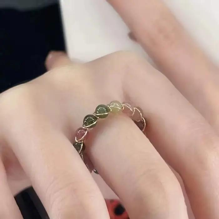 Nouvelle bague tissée à la main avec perles d'amour