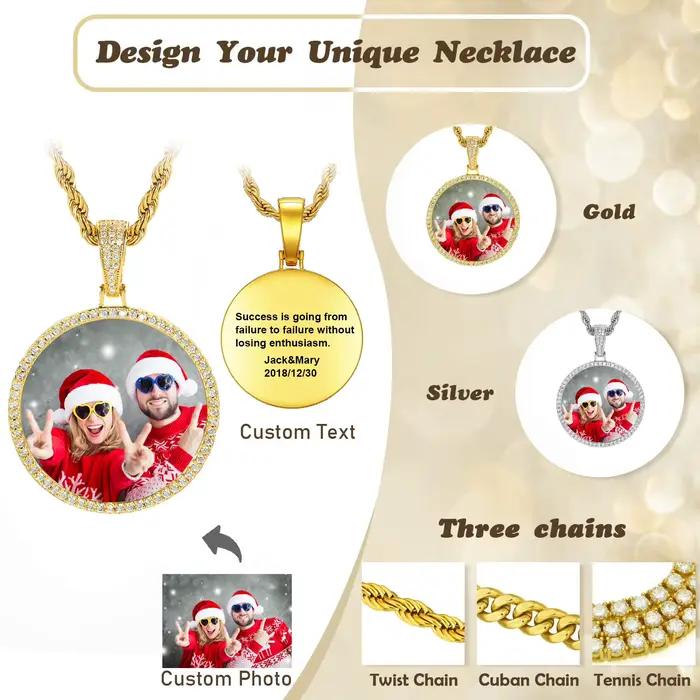 Collier avec pendentif photo personnalisé en forme de cercle, bijoux personnalisés pour hommes et femmes, pendentif avec n'importe quelle photo, cadeau pour les mères ou les amoureux