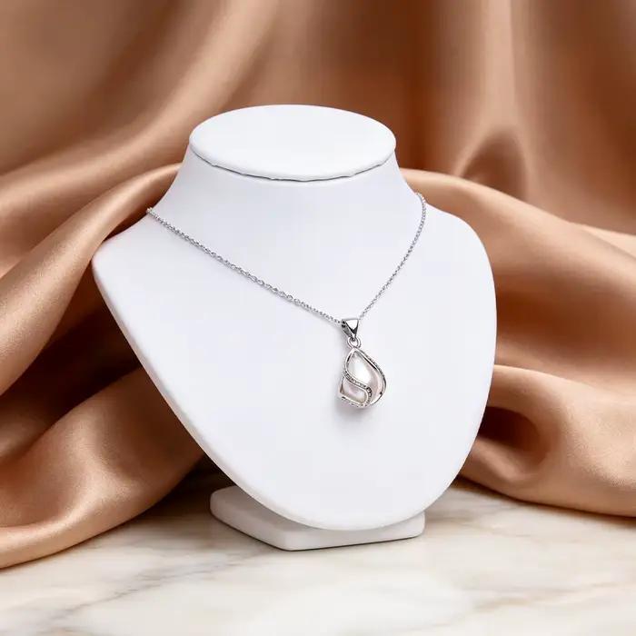 FENASY – colliers de perles d'eau douce blanches naturelles pour femmes, pendentif couleur argent, cadeaux d'anniversaire classiques, bijoux de fête élégants