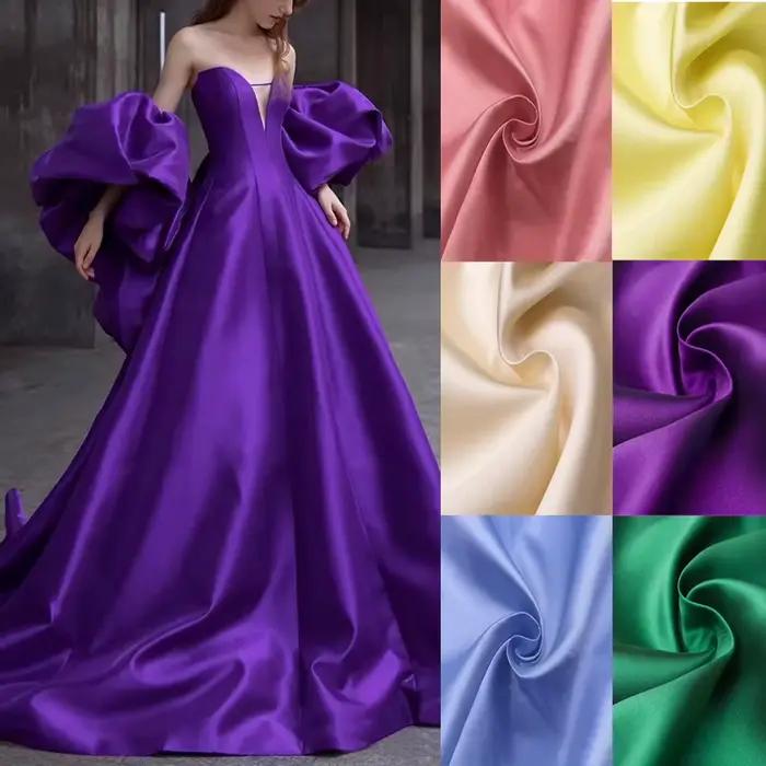 Robe de Mariée en Tissu Sergé de Couleur Champagne Violet, Vêtement de Styliste en Satin, Couture au Mètre
