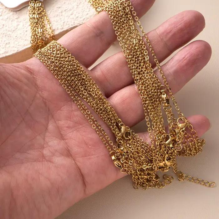 Collier chaîne à maillons en acier inoxydable doré