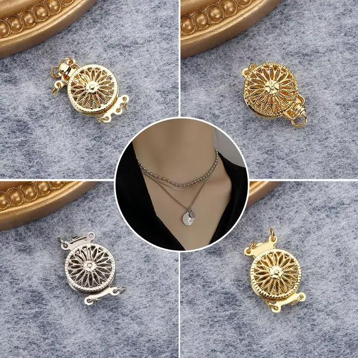 Composants de bijoux DIY : Connecteurs de bracelet multicouches couleur or, fermoirs à ressort superposables avec fermoirs mousquetons
