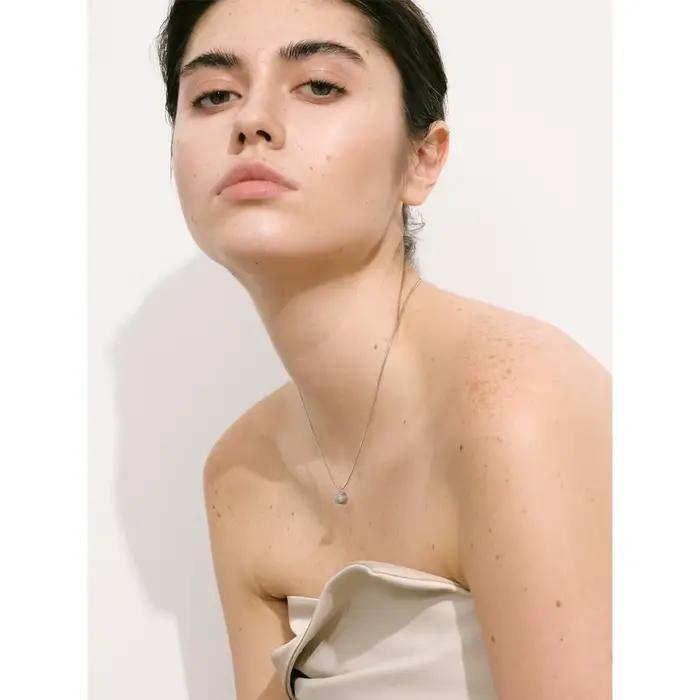 Collier avec pendentif ovale en pierre d'amazonite naturelle