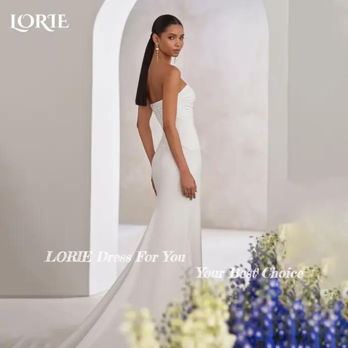 LORIE robes de mariée Vintage fleur 3D épaules dénudées brillant Satin a-ligne ivoire robe