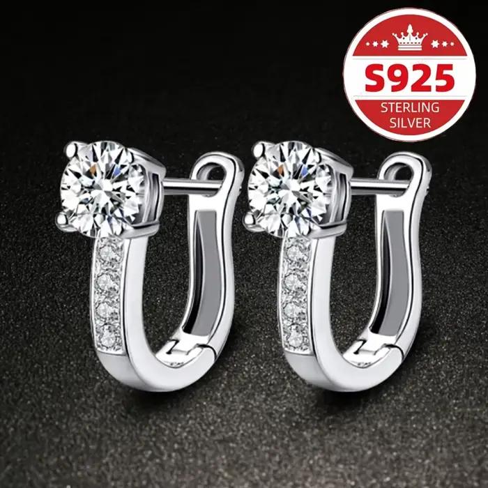 Boucles doreilles argent sterling 925 serties zirconium blanc engagement femmes occasions speciales
