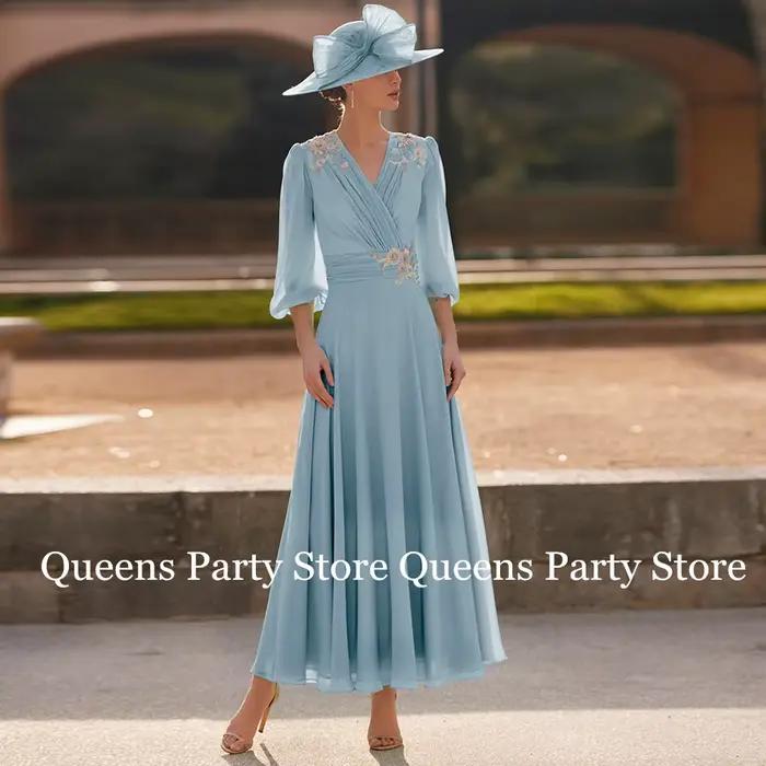 Robe de mère de la mariée en polyester classique avec appliques en mousseline de soie pour mariage et soirées de gala en plusieurs couleurs et tailles personnalisables