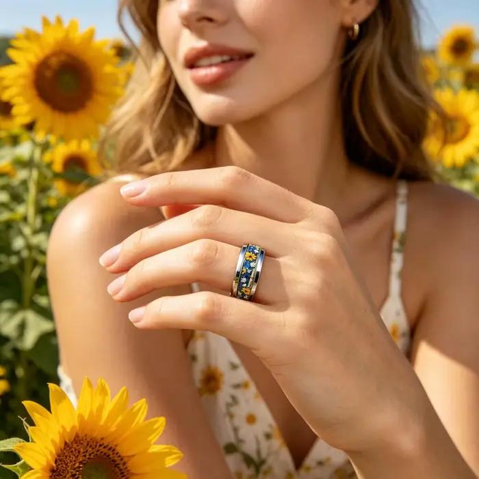 Bague Bohème Vintage Fleur Marguerite Jaune & Blanche