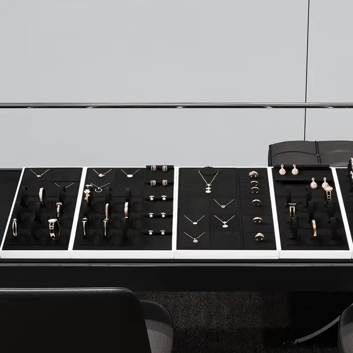 Oirlv-Présentoir de Bijoux en Velours Noir, Ensemble de Table, Collier, Bague, Boucles d'Oreilles, Bracelet