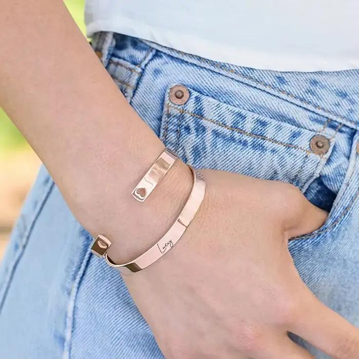 Mode gravure nom Couple amour Bracelet personnalisé