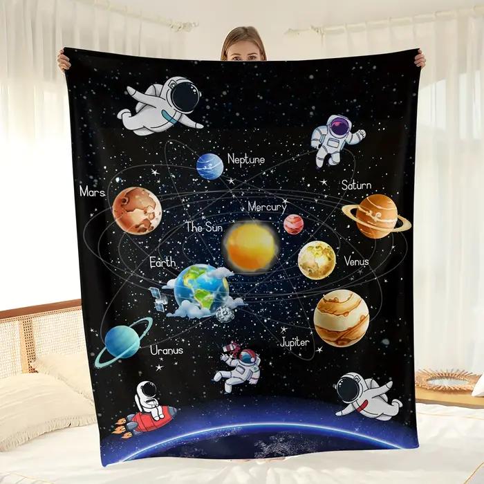 Couverture à imprimé AstronsomPlanet, couverture chaude et confortable en glouton pour canapé, lit, canapé, bureau, couvertures polyvalentes, cadeau toutes saisons
