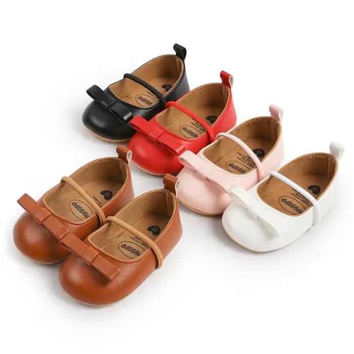 Chaussures de princesse pour bébés filles de 0 à 18 mois, pantoufles de mariage à essence avec nœud papillon mignon