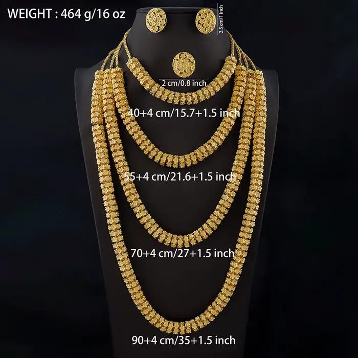Parure de bijoux plaqué or de luxe pour femmes et hommes : boucles d'oreilles