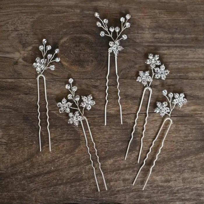 Jonnafe Shine strass fleur mariage épingles à cheveux ensemble or argent couleur mariée cheveux bijoux accessoires