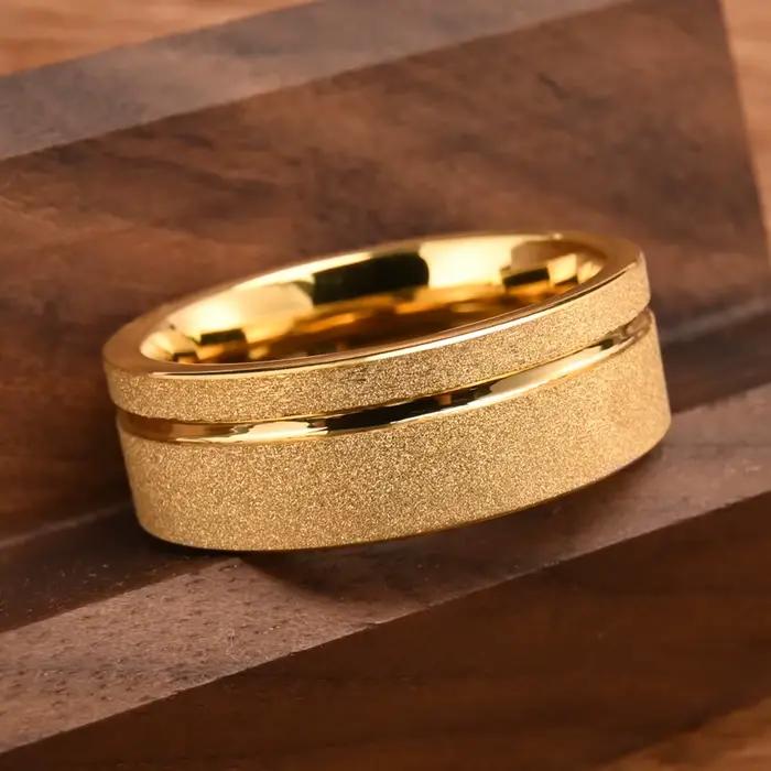 Alliance de mariage en tungstène plaquée or 18 carats pour hommes, élégante et durable pour mariage, anniversaire de mariage, promesses et cadeaux de Noël